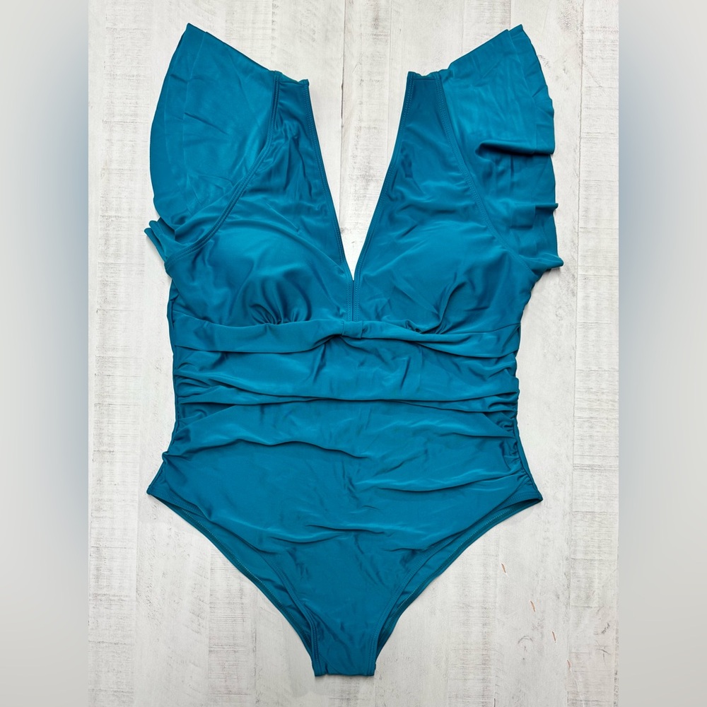 Plus Size Tummy Control Swimsuit Full Coverage Retro Ruffle Swimwear 3XL